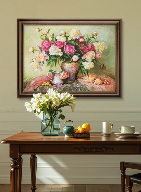 美式餐厅花卉挂画欧式油画