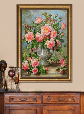 梵高入户玄关沙发背景墙花卉名画