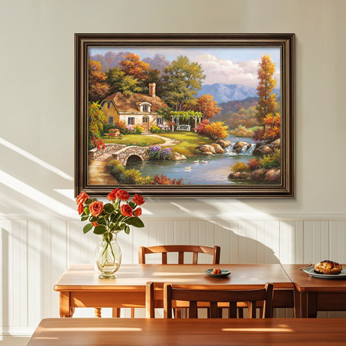 纯手绘油画客厅挂画美式风景画餐厅装饰画轻奢高级感欧式大气壁画 - 图3