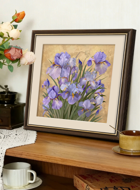法式复古挂画中古风餐厅装饰画玄关小众艺术花卉油画卧室床头壁画