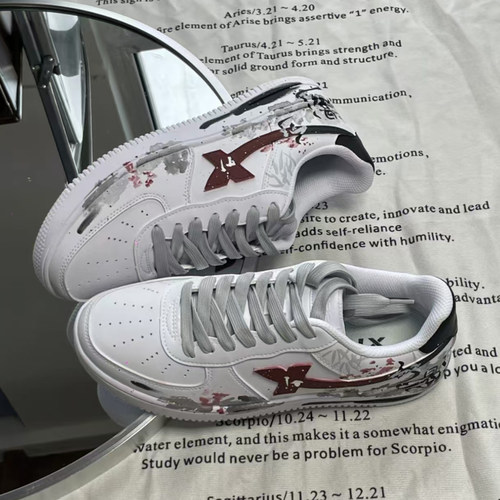 定制球鞋特步板鞋空军一号国风新中式简约清新百搭耐磨休闲男女款 - 图2