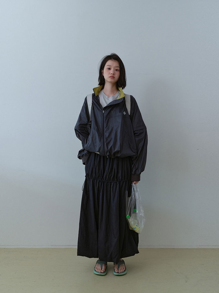 韩国山系设计师品牌斜拉链风衣尼龙袖子可拆卸轻薄防晒衫外套-图3