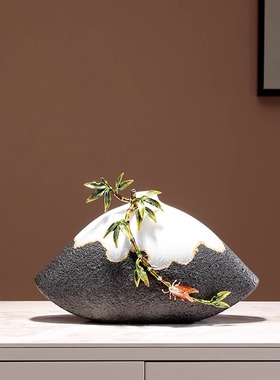 威弗列德插花复古陶瓷花器书房家居装饰品竹报平安新中式花瓶摆件