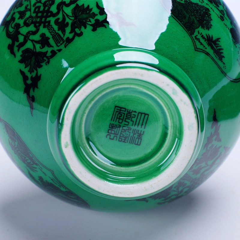 威弗列德景德镇陶瓷仿古艺术品瓷器开片釉中式绿釉花瓶家居摆件,淘宝优惠券,粉丝福利购,淘宝优惠卷