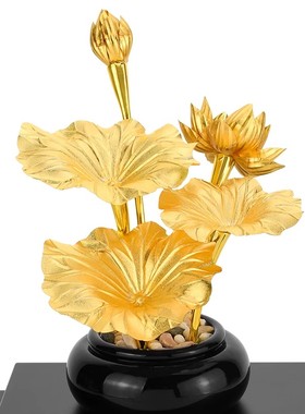 金箔莲花摆件家居客厅办公室