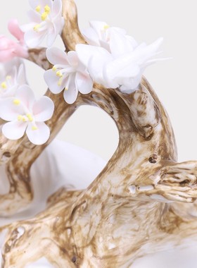 威弗列德陶瓷梅开五福盆栽摆件