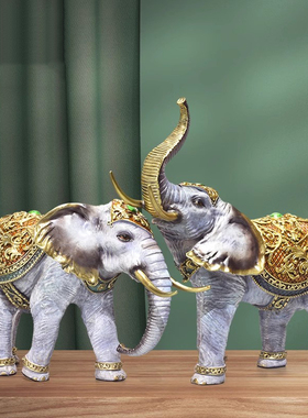 威弗列德全铜大象摆件一对吉祥物玄关电视酒柜装饰品乔迁新居礼物
