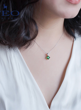 FEO饰品流星绿宝项链小众设计感宝石项链925银时尚百搭毛衣项链