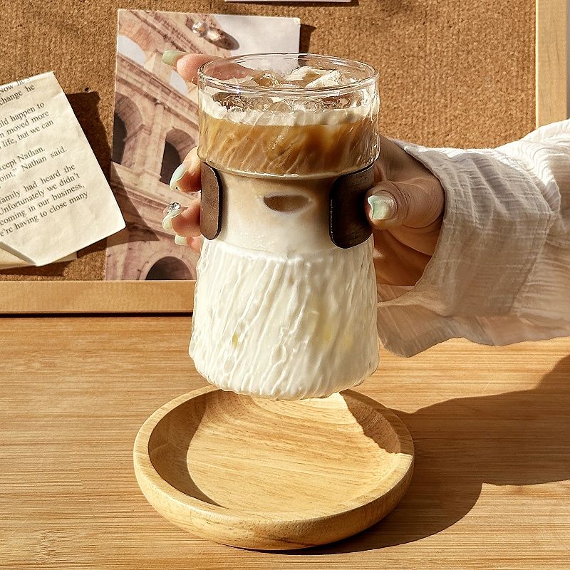 绝美咖啡杯日式耐热玻璃喝水杯竹围家用挂耳拿铁咖啡杯冰美式专用 - 图0