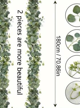 跨境Pack Premium Artificial Eucalyptus Garland Versatile