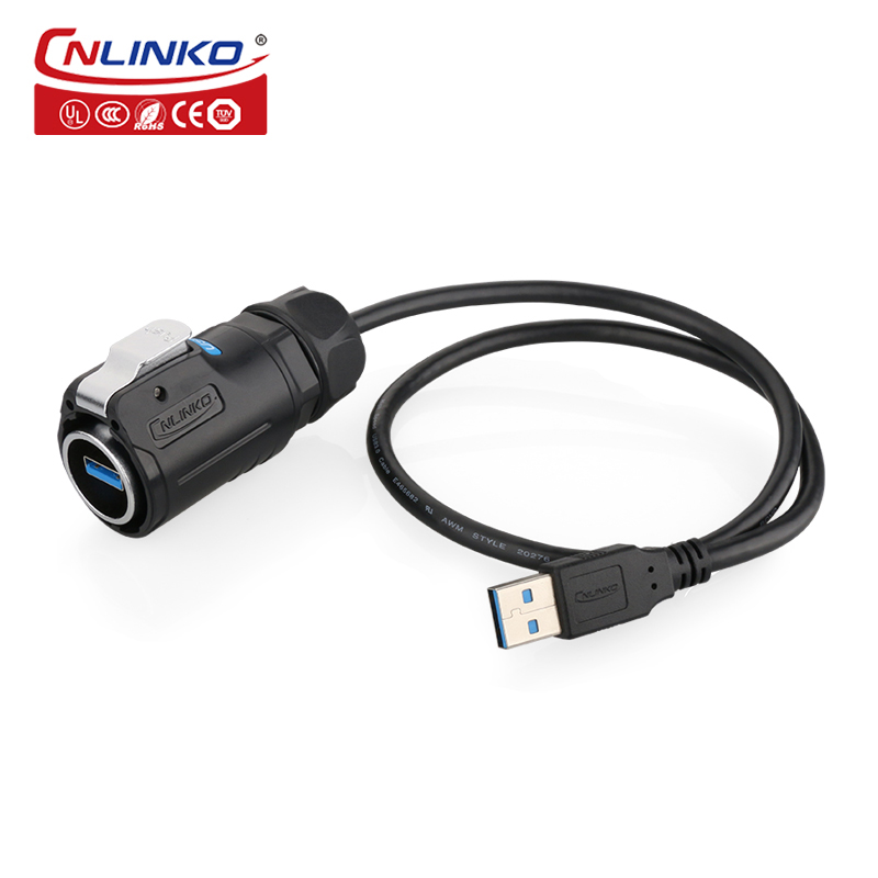 Cnlinko凌科USB2/3.0防水航空插头插座M24双母头0.5-3米线连接器 - 图3