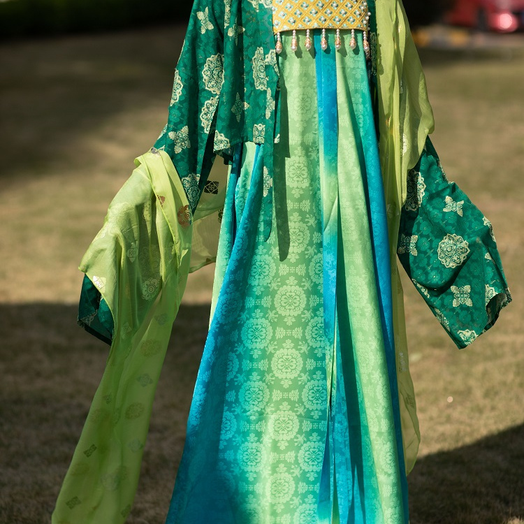 青泠谷原创青绿八破裙复原风齐胸破裙套装春夏款唐制汉服 - 图0