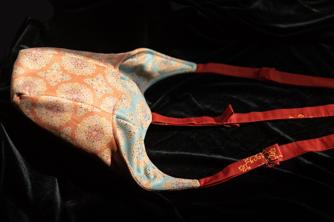 青泠谷双面可戴夹棉宝相花麂皮绒印花唐风帽子现货,淘宝优惠券,粉丝福利购,淘宝优惠卷