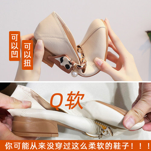 真皮鞋子女2025春秋新款透气皮鞋玛丽珍鞋休闲低跟小跟豆豆乐福鞋 - 图3