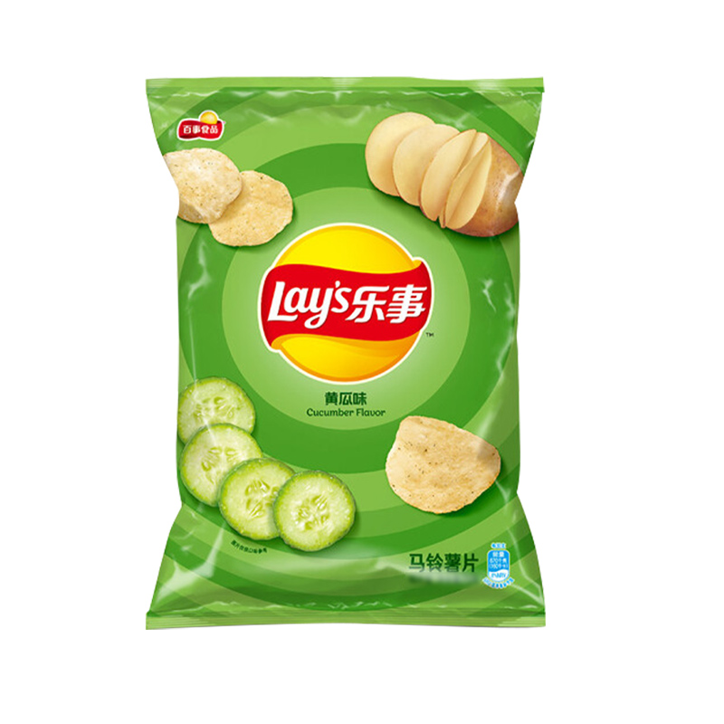 Lay’s/乐事薯片黄瓜味70g*10袋装膨化休闲零食大礼包黄瓜味薯片 - 图2
