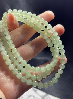 天然和田玉青海料晴水卡5多圈小米珠素圈项链挂件手串可随意DIY