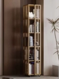 Крутящаяся многослойная книжная полка, система хранения из натурального дерева, простой книжный шкаф