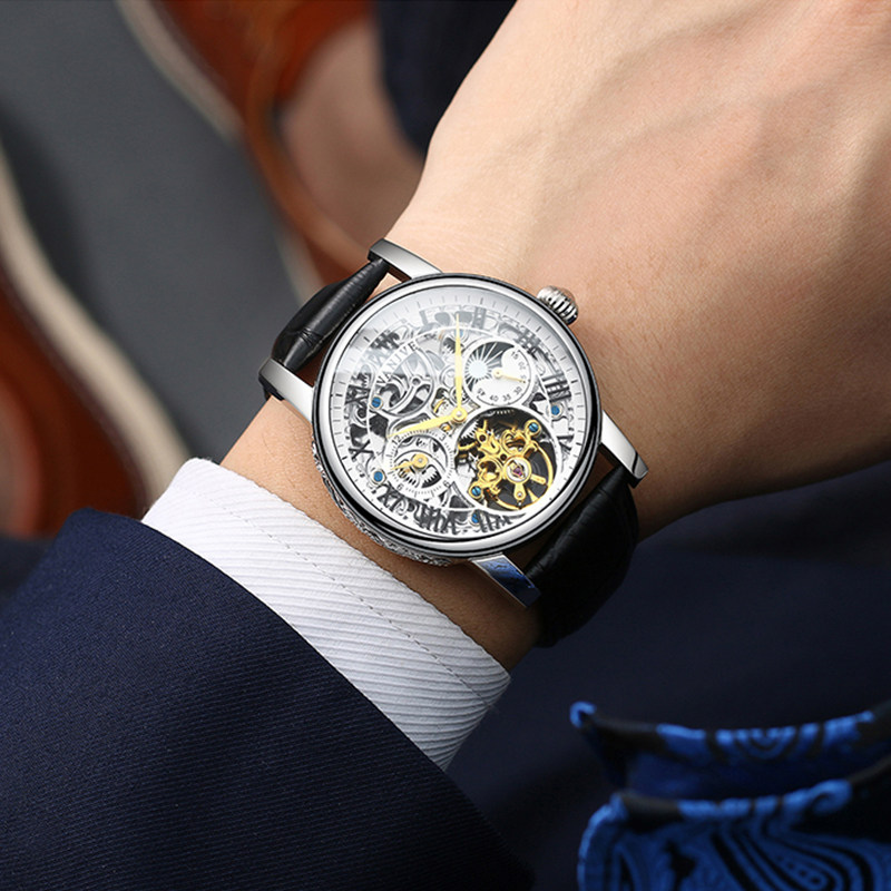 正品男士欧西美名牌镂空十大机械表 欧西美手表国产腕表