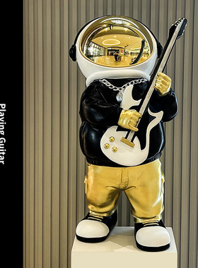 嘻哈音乐宇航员大摆件电镀面罩音乐酒吧KTV琴行橱窗展示台装饰品