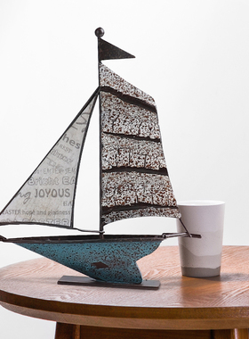 复古帆船摆件铁艺铁皮书房餐厅