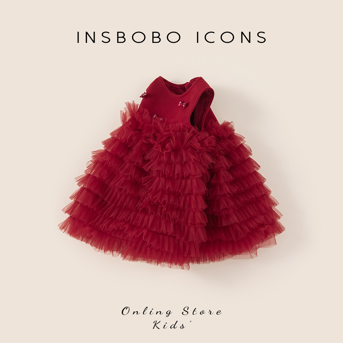 INSbobo女童连衣裙冬季新款新年红色周岁女宝礼服宝宝过年冬装潮,淘宝优惠券,粉丝福利购,淘宝优惠卷