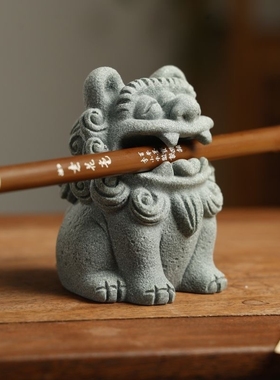 石狮子摆件镇纸笔搁工艺品笑狮小和尚烛台盆景孙悟空麒麟雕塑景观