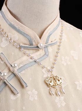 【平安锁】汉服璎珞项链古典项圈长命锁月光石古风男女款铜