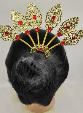 韩式金叶子插针盘发神器头饰新娘发钗U型发簪编发发夹发饰