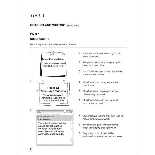 2020 Cambridge KET exam real questions syllabus A2