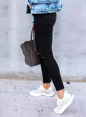 Plus Size Women's High-Stretch High-Waist Ripped Slim Fit