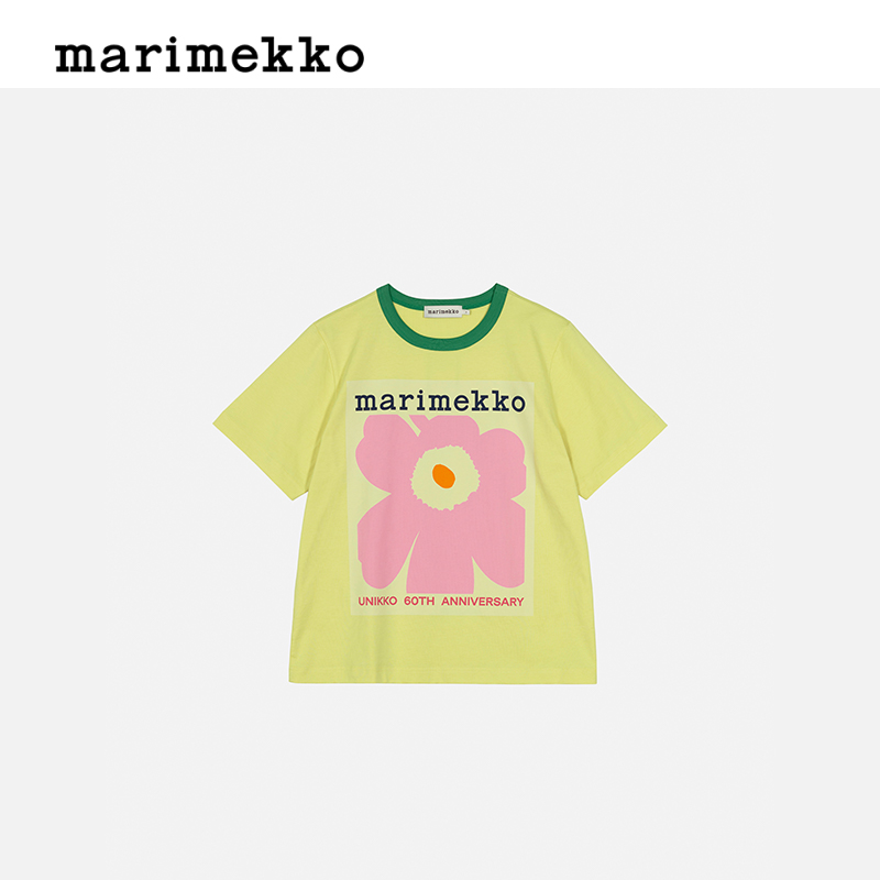 【Unikko游霓可印花60周年】Marimekko2024春夏新款时尚短袖T恤 - 图1