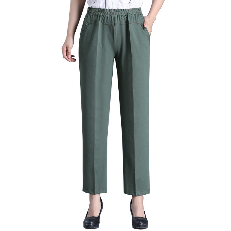 中老年妈妈裤夏季宽松高腰弹力长裤 雅诗黎中老年女装