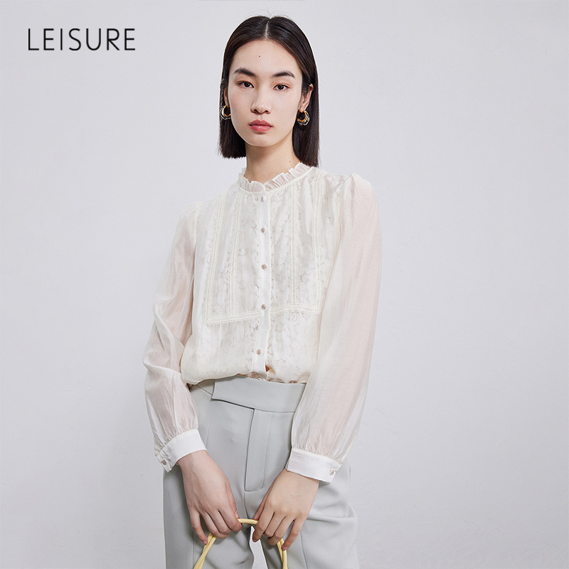 leisure2023春夏新款法式优雅衬衫 leisure蕾丝衫/雪纺衫