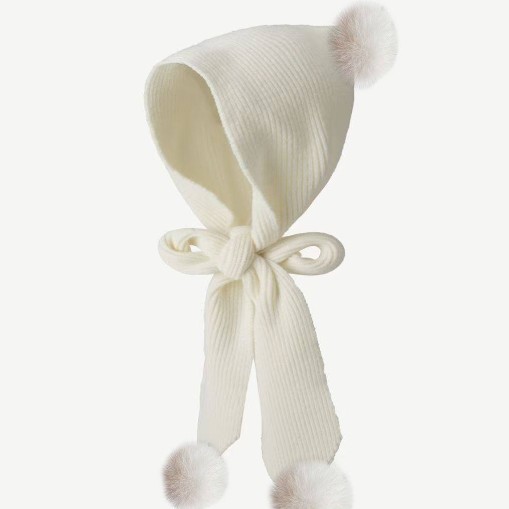 连帽围巾披肩带帽子一体帽子围巾保暖狐狸毛球时尚披肩针织披肩外,淘宝优惠券,粉丝福利购,淘宝优惠卷