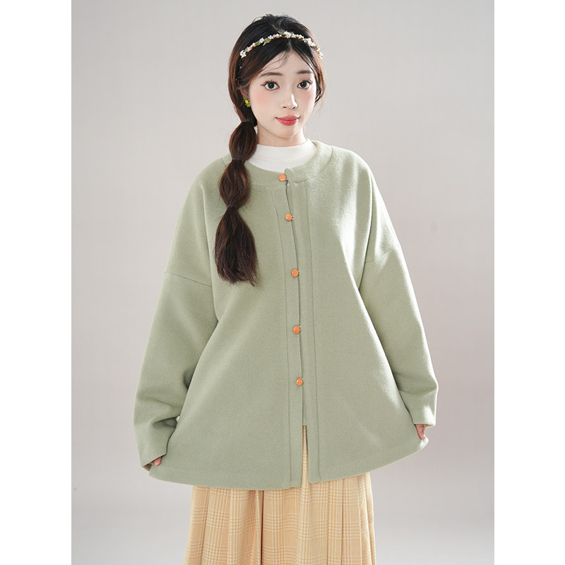 松山煮雨 立领圆领弓袋袖毛呢外套女/松紧马面裙秋冬季国风两件套,淘宝优惠券,粉丝福利购,淘宝优惠卷