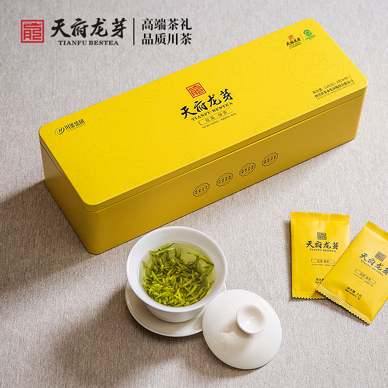天府龙芽2024年新茶冠龙绿茶明前特级雀舌高档茶叶礼盒装送礼120g