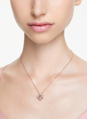 Swarovski四叶草玫瑰金项链女
