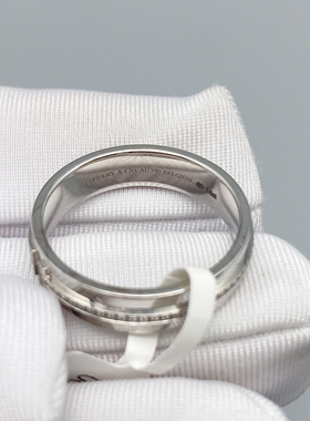 【自营】中古99新Tiffany & Co./蒂芙尼戒指18K白金镶钻 宽4.5mm