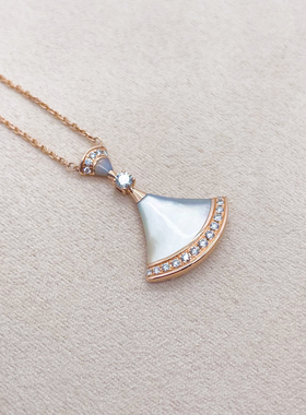 【自营】中古99新宝格丽DIVAS’DREAM系列玫瑰金钻石扇形项链女款