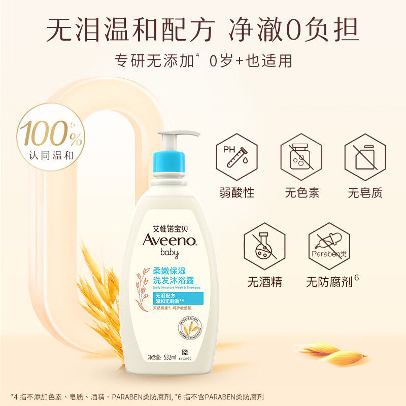 【自营】Aveeno艾维诺婴儿儿童洗发沐浴露 532ml+润肤乳354ml套装,淘宝优惠券,粉丝福利购,淘宝优惠卷