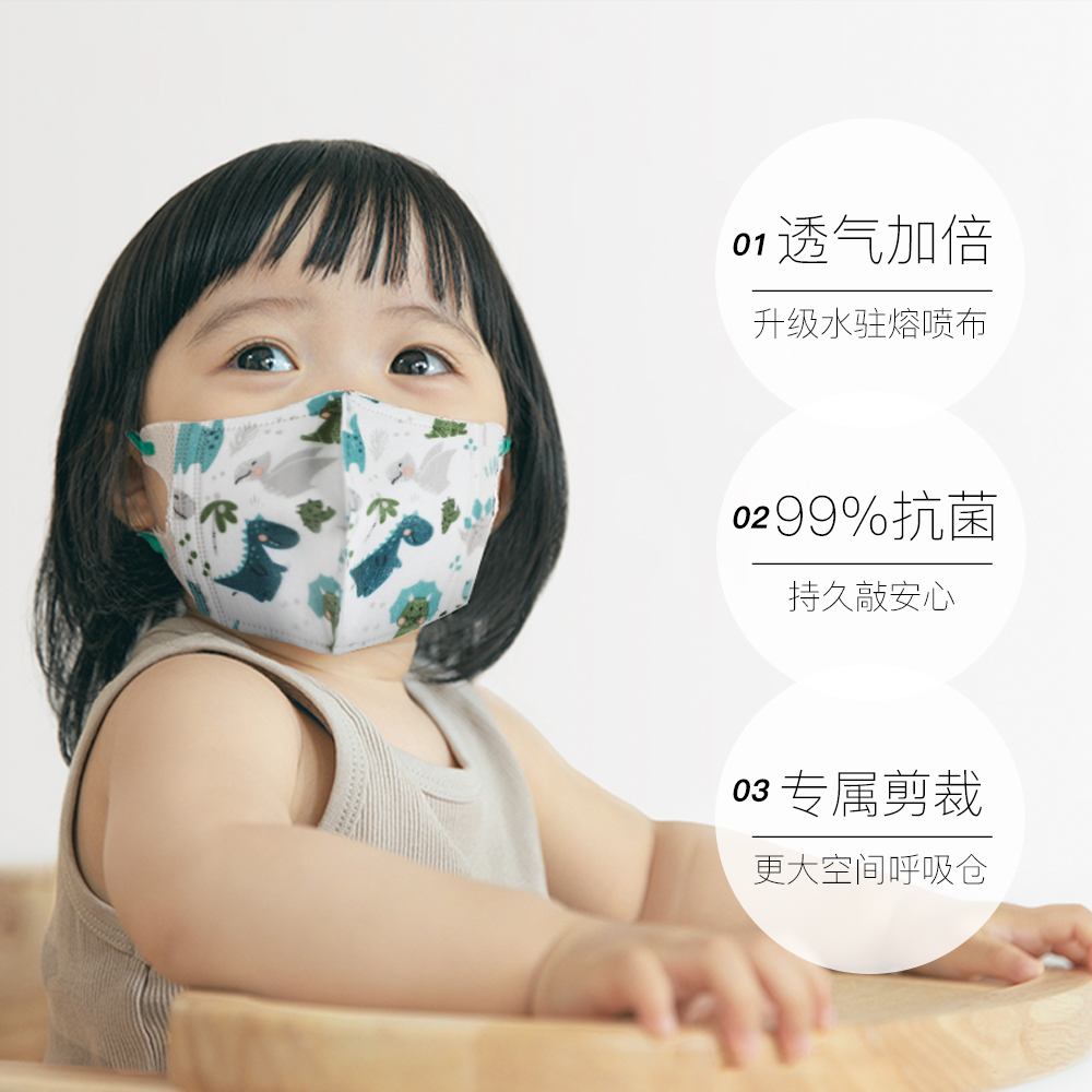 【自营】GREENNOSE绿鼻子1-3岁婴幼儿童立体一次性防护口罩独立装 - 图3