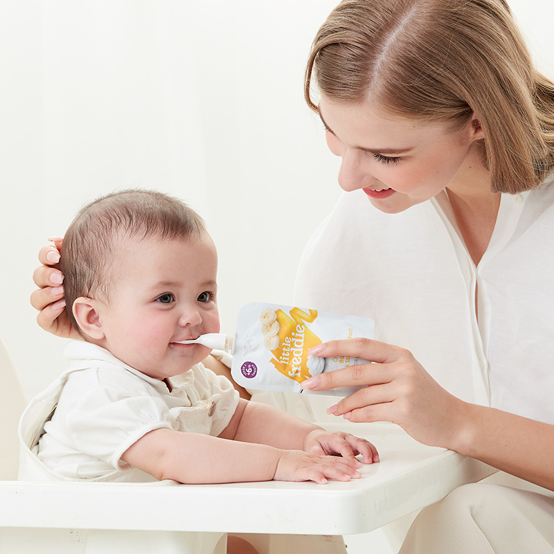 天猫国际母婴直营小皮原装进口有机酸奶水果泥5口味100g*10 宝宝辅食果泥吸吸袋1