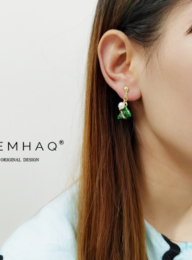 KEMHAQ端午节绿色粽子耳环国风