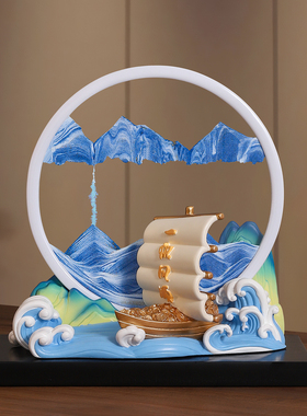 一帆风顺帆船流沙画摆件创意沙漏