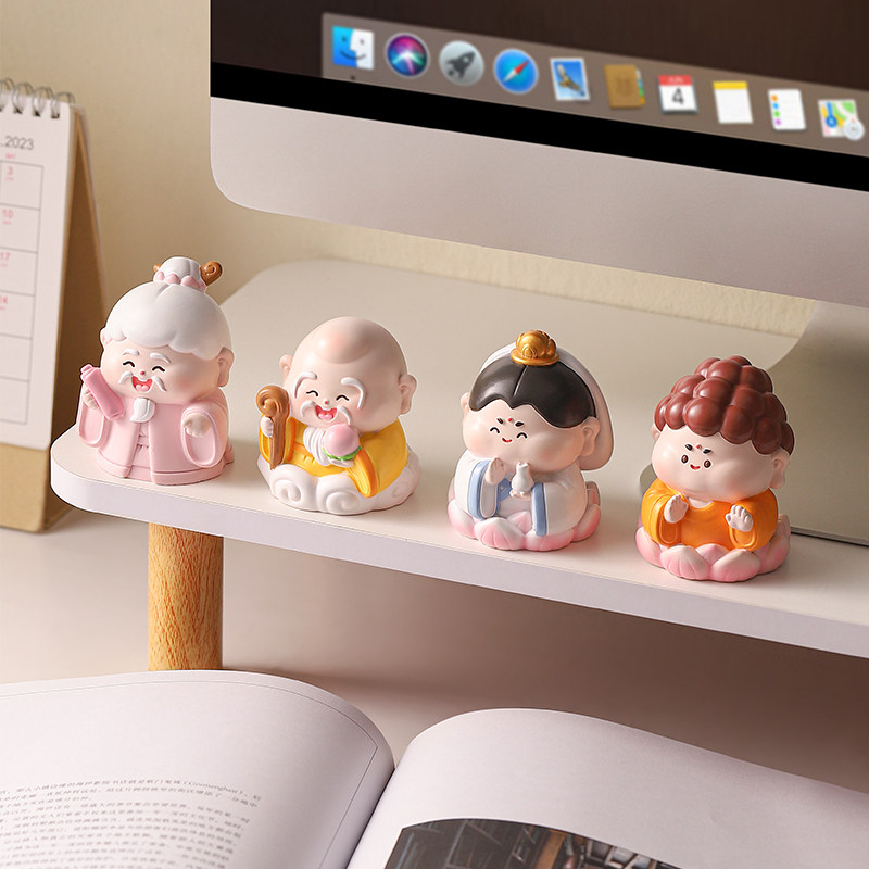 可爱福气小神仙摆件办公室工位客厅桌面发财装饰品三八妇女节礼物
