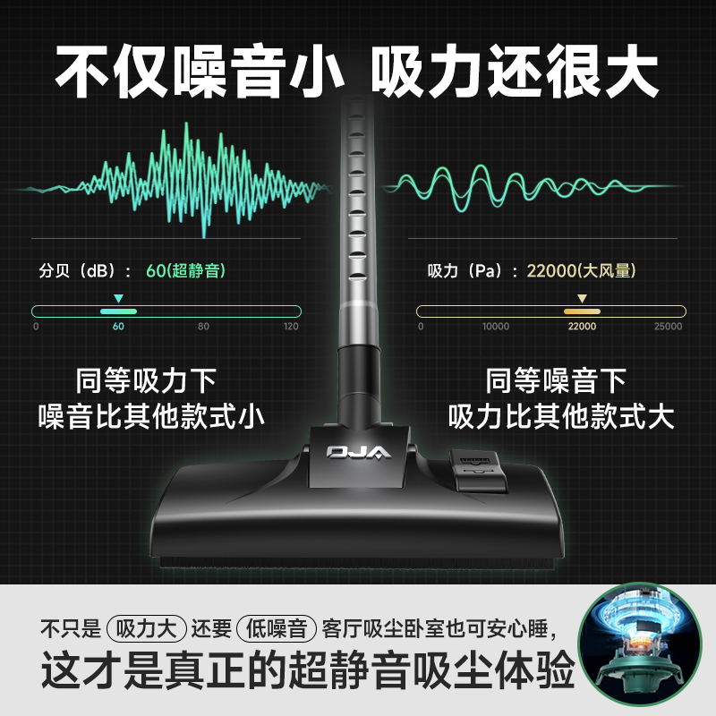 OJA家用吸尘器超轻音真强力桶式大吸力宠物家用酒店清洁2024新款