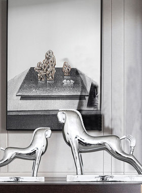 抽象马摆件电镀树脂工艺品客厅玄关电视柜酒柜装饰品现代简约