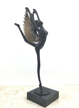 现代轻奢金属女孩芭蕾舞者工艺品礼物小雕塑客厅房间家居摆设装饰