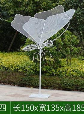 户外不锈钢铁艺镂空蝴蝶园林景观仿真蜻蜓雕塑小区草坪售楼部摆件