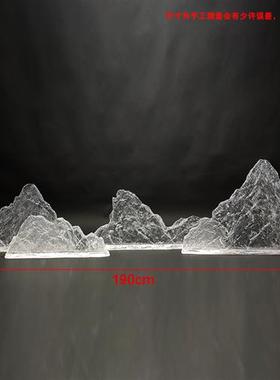 现代高档透明树脂绿色假山摆件工艺品软装饰酒店庭院客厅造景雕塑